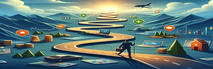 How To Succeed As A New Affiliate Marketer A Beginners Guide featured image 632x1950w man walking on long winding path leading to the sunshine with data symbols and cah dotted along they way make xtra money online